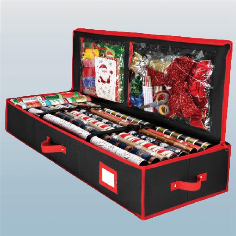 Good-Gift Wrap Organizer Bag Wrapping Paper Storage Bag Useful Pockets For Xmas Accessories Underbed Storage For Decorations