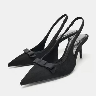 Elegant Slingback Heels for Women   Black Bowknot Stiletto Pumps Sexy Pointed Toe Party Shoes for Evening & Formal Events
