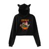 Korean Fashion Icrimax Print Kawaii Crop Top Hoodie Funny Cat Ear Cropped Short Sweatshirt Hooded Pullover Women Tops Streetwear