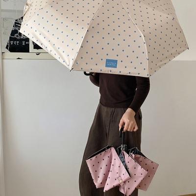Portable U-Shaped Handle Polka Dot Umbrella 8-Rib Manual Lightweight Sun Umbrella Dual-Use Travel Rain Umbrella Daily Use