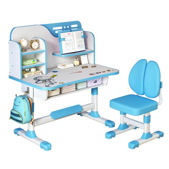 Ergonomic Desk Chair 2Pcs/Set Premium Kids Study Set, Height Adjustable Children School Table Set with Astronaut Pattern, Large Writing Board,
