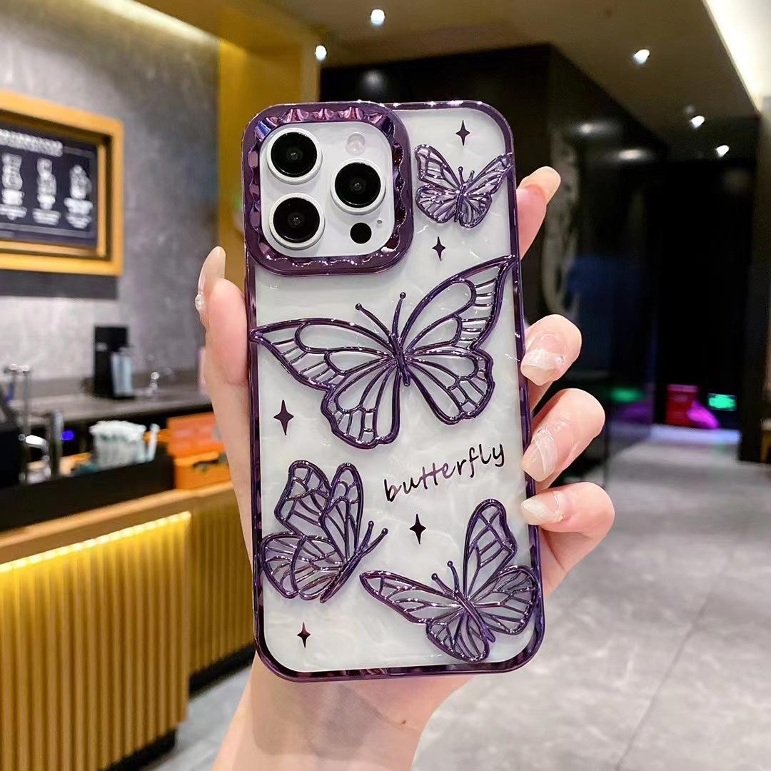 

Для IPhone17 AIR Трехмерная бабочка для Apple 16promax Чехол для мобильного телефона 14/15 Градиентный блестящий мягкий чехол For Apple 11Promax