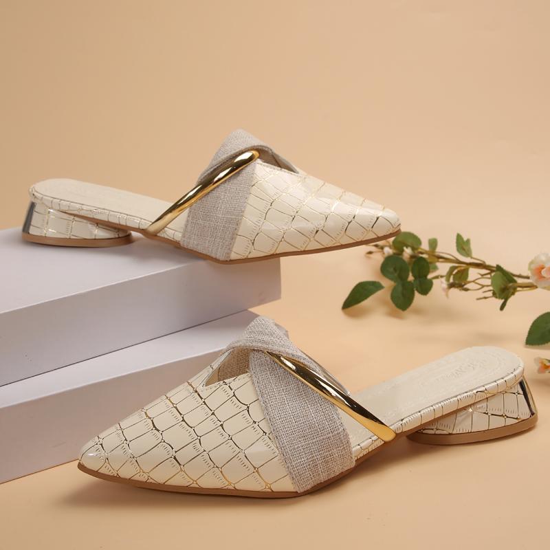 2026Elegant Heel Women Mules Summer New Sexy Pointed-Toe Ladies Slippers Slip on Leisure Ladies Office Shoes Pumps Women Sandals