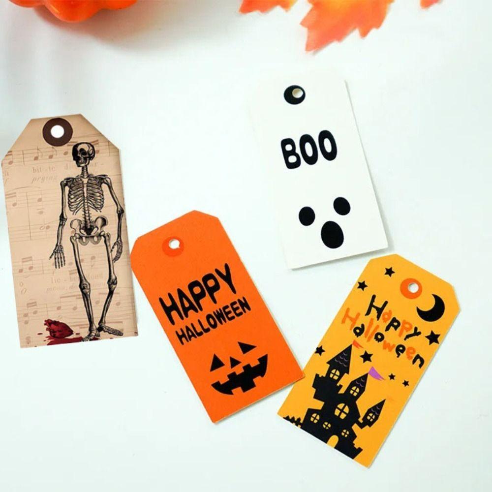 12pcs Vintage Halloween Packing Tags Single Side Pendant Tag Halloween Paper Hanging Tag  Holidays