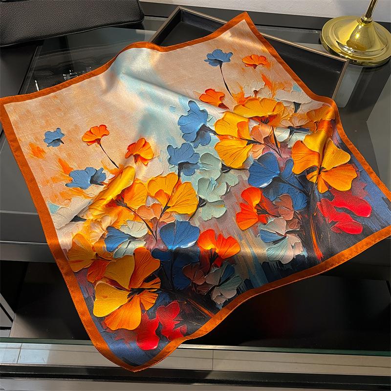 

100% Mulberry Silk Scarf For Women s Colorful Color Printed Silk Ladies Scarves Spring Summer Women Neck Tie Hair Scarfs 43CMX94CM