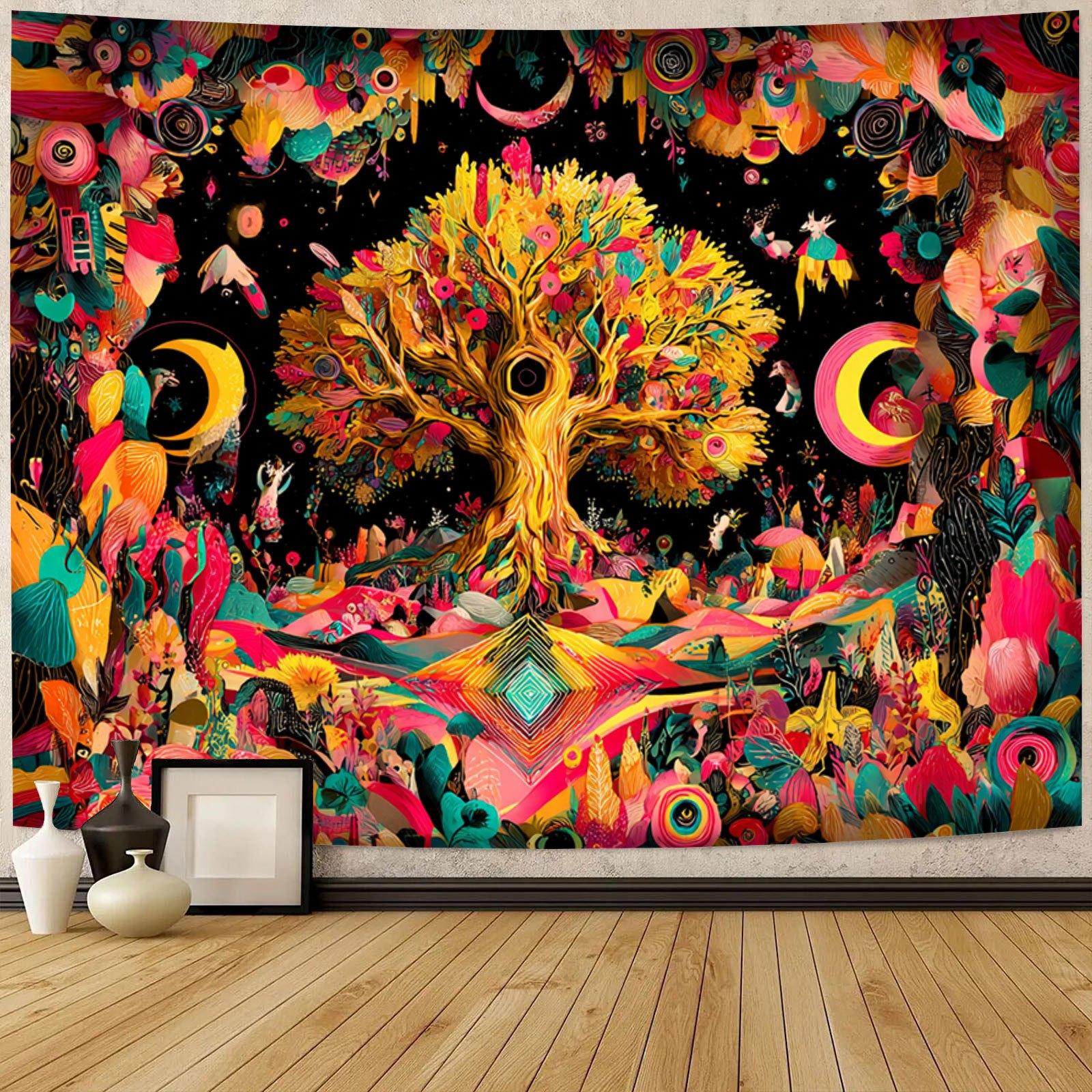 

Fantasy tree colors Digital printing polyester wall hanging tapestry decorative Living room bedrooms Office background gift 74x94cm(29x37in)