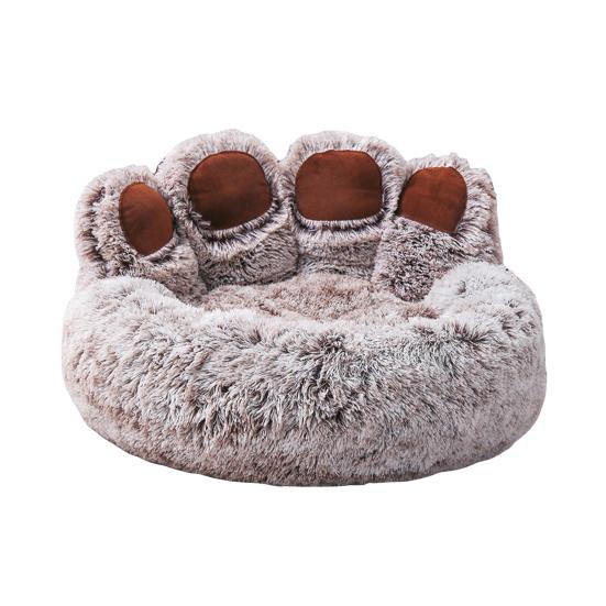 Dogs Fuzzy Nest Bed Cute Bear Paw Design Cat Sofa Bed Soft Fluffy Cushion Plush Cozy Pet Sleeping Bed for Small Medium Large Dogs And Cats