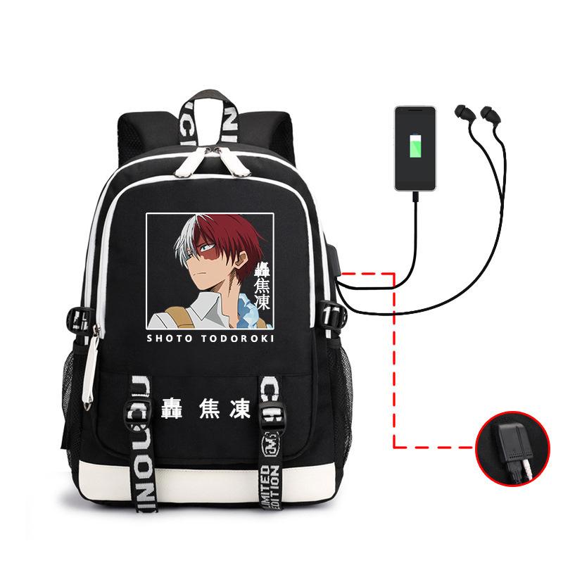 Riman My Hero Academy, surrounding backpack, large-capacity computer bag with USB port, student schoolbag