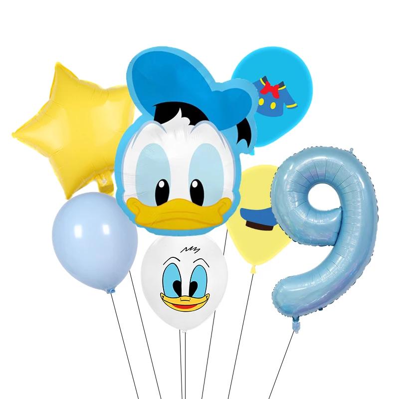 Cartoon Donald Number Duck Daisy Aluminum Film Balloon Set Spherical DIY Birthday Arrangement Party Decoration Balloons Kawaii