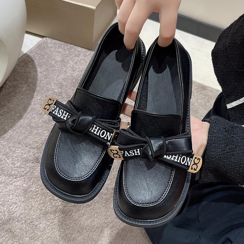 Summer retro leather shoe design new thin thick-soled muffin sole shoes