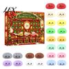 Steamed Bun Countdown Box Christmas Cartoon Dumpling Gift Box, Xmas Advent Calendar with 24 Stress Toy Relief Squeeze Toys, Days Merry