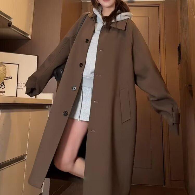 Geacă de vânt de damă petite, lungime medie, stil japonez, 2025 Primăvară, cu guler tip păpușă - Croială largă