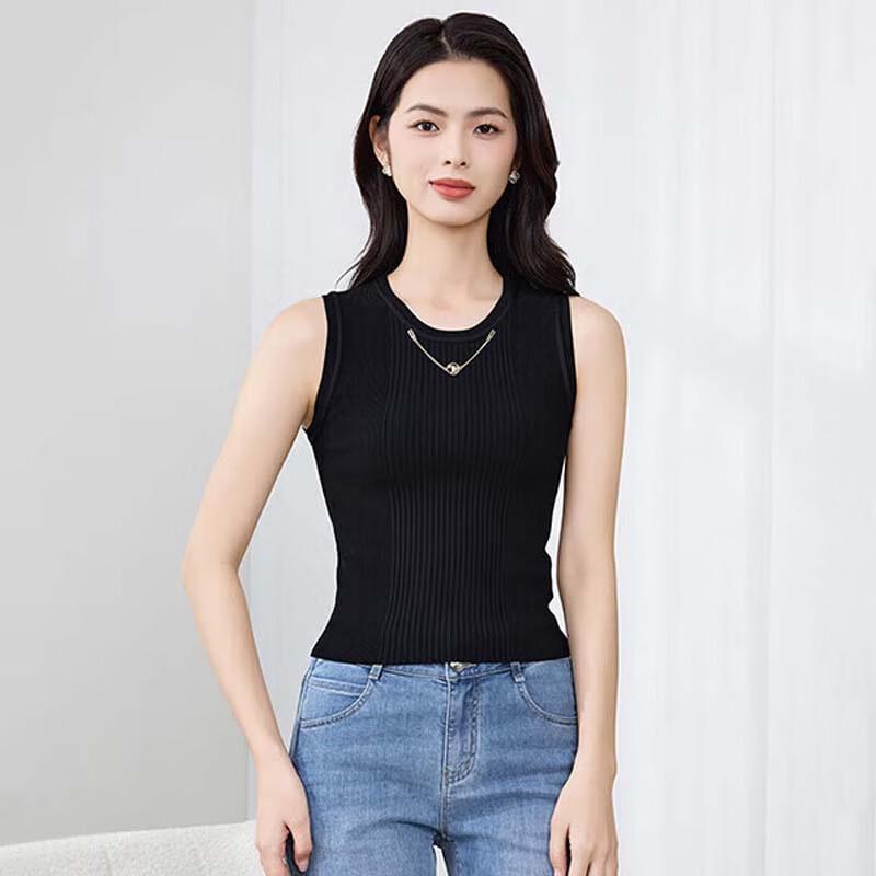 JESSIE Slimming Sleeveless Round Neck Knitted Vest M
