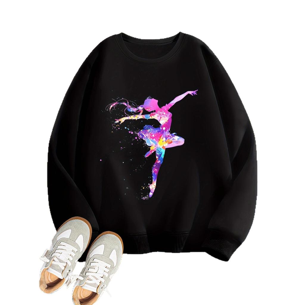 Girls' Fashionable Dancing Girl Pattern Hoodie for Children, Suitable for Autumn and Winter