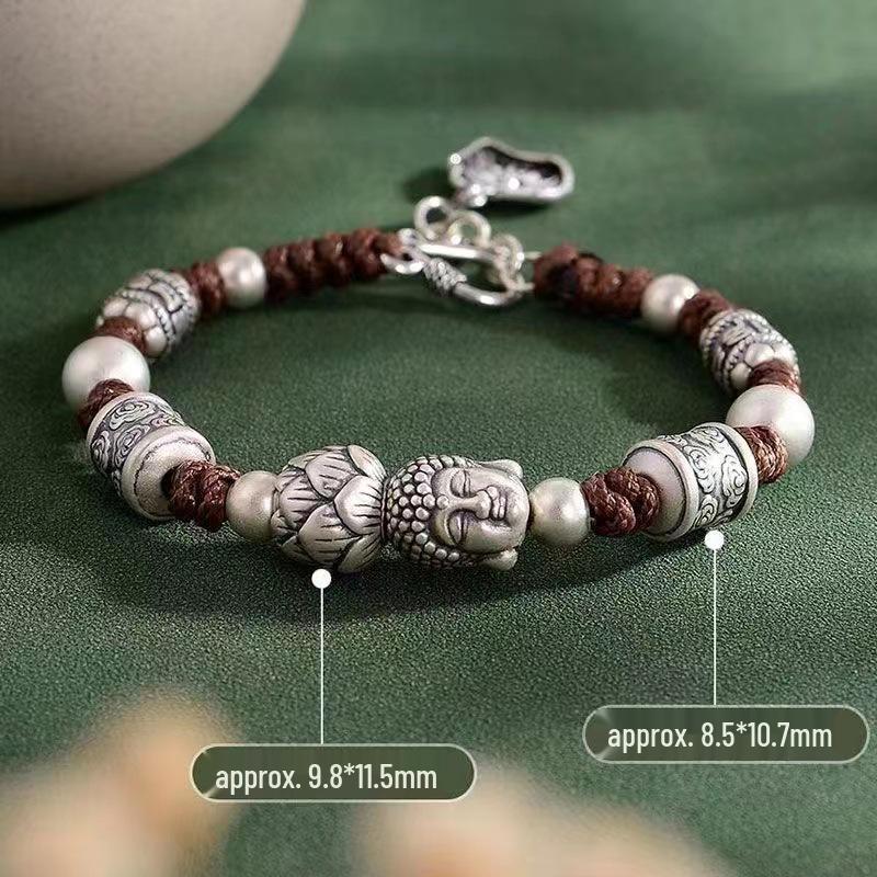 Handmade Double-Sided Buddha Bracelet: Versatile Retro Ethnic Style for Men & Women
