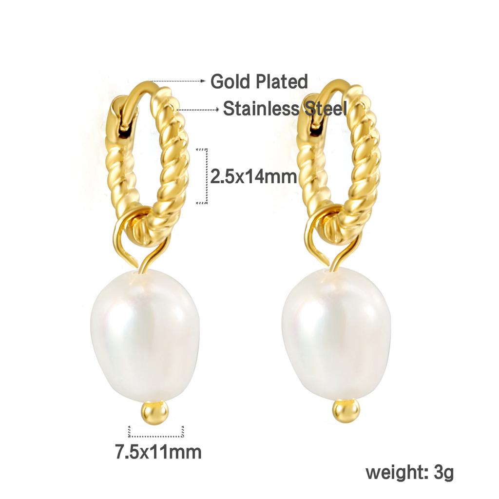 Elegant Baroque White Pearl Earrings Fashionable High-End Pearl Jewelry