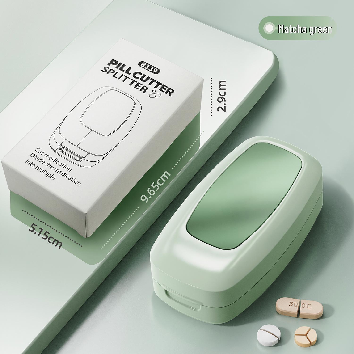 

Multi-functional Pill Cutter & Divider with Storage – Portable 2, 3, & 4-Way Pill Dispenser Box Gadget