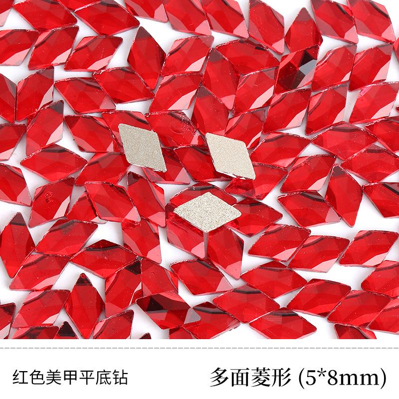 Red Nail Art Jewelry Drill Flat Bottom Special-Shaped Drill Water Drop Horse Eye New Year'S Red Nail Glass Sticker Drill