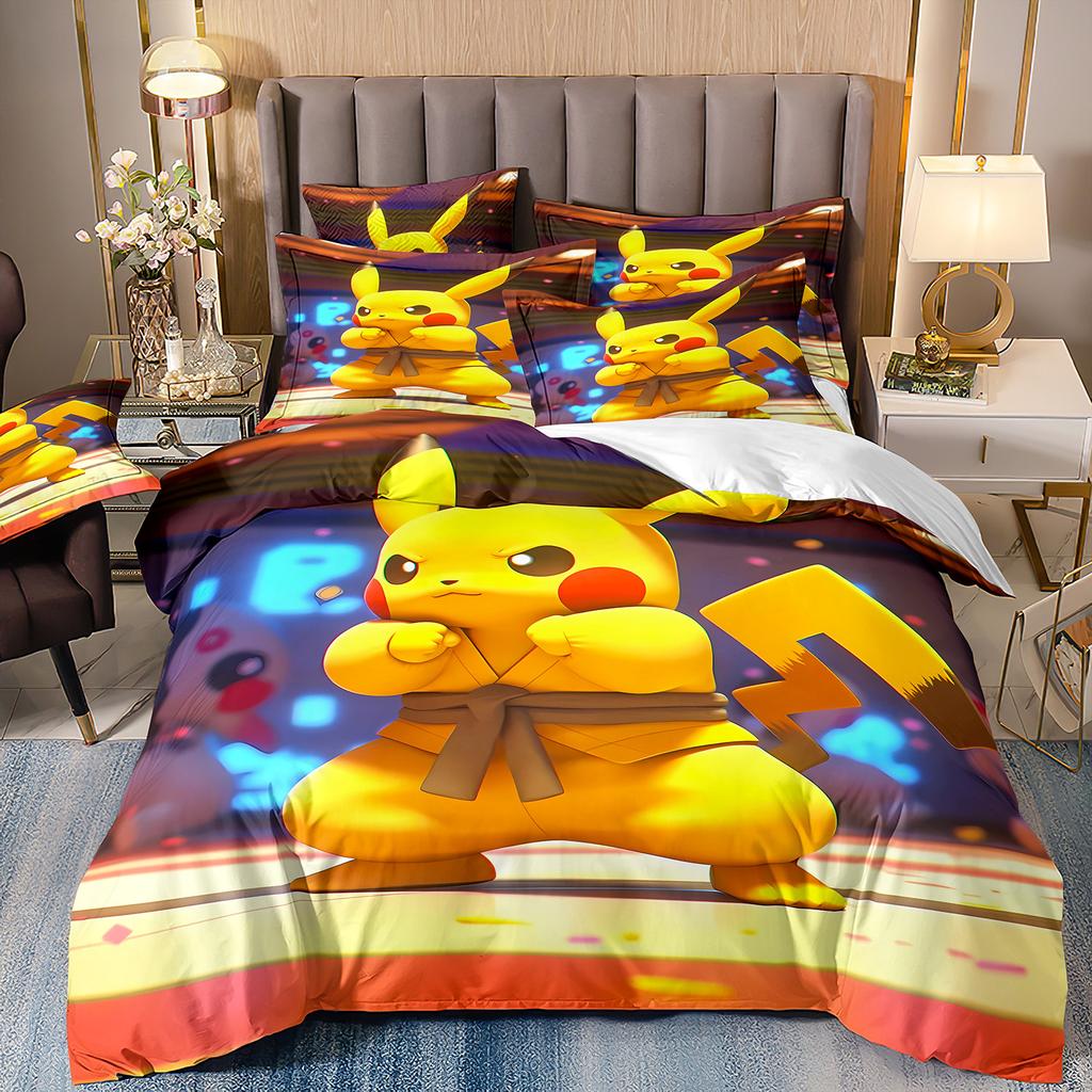 Pokemon Pikachu Bedding CollectionCartoon Anime Quilt Cover For Kids Boys Girls GiftBedding Cover And Pillowcase 7550Cm