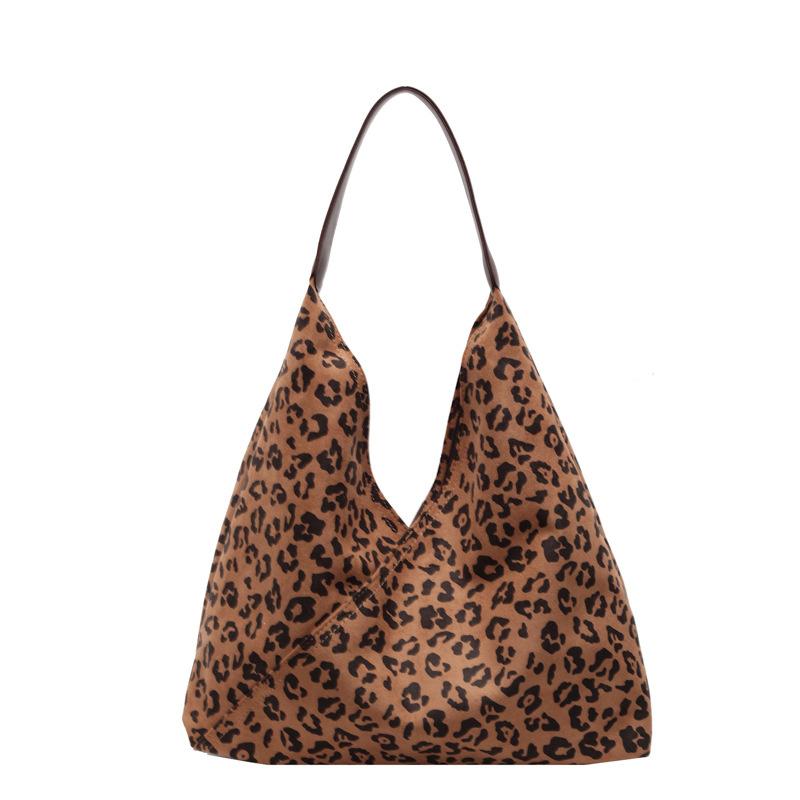 Fashionable Khaki Brown Coffee Leopard Tote Bag For Women Urban Minimalist Style