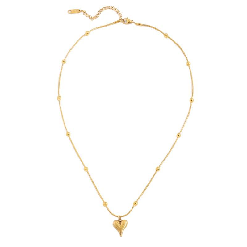 Elegant Titanium Heart Necklace - Light Luxury Women's Stainless Steel Jewelry, European & American Niche Design.