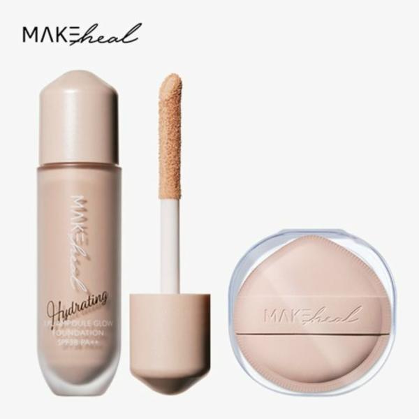 MAKEHEAL One-Piece Ampoule Foundation (28g) + Jumbo Puff + Cloud Pang Pang Puff No. 21 Warm Natural Beige