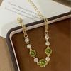 French Olive Green Zircon Bracelet - Elegant High-End Court Style for Women