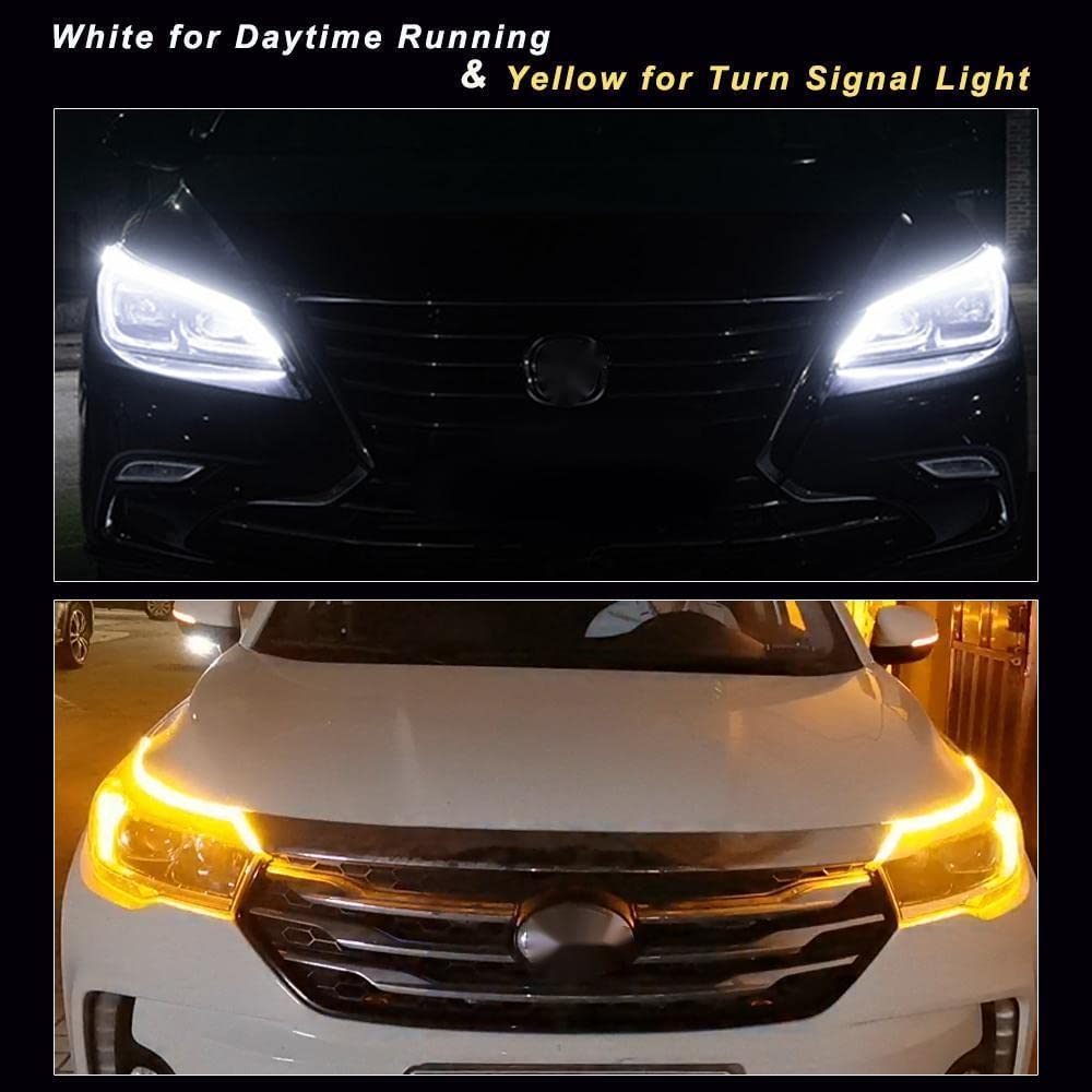 Sequential Flowing Turn Signal, Car LED Tape Light, Delight, Daytime Light, Ultra Thin, White/Amber,