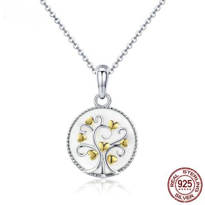 Collares con Colgante del Árbol de la Vida de Plata de Ley 925 Real para Mujer, Collar de Corazón Dorado con Árbol, Joyería de Plata de Ley