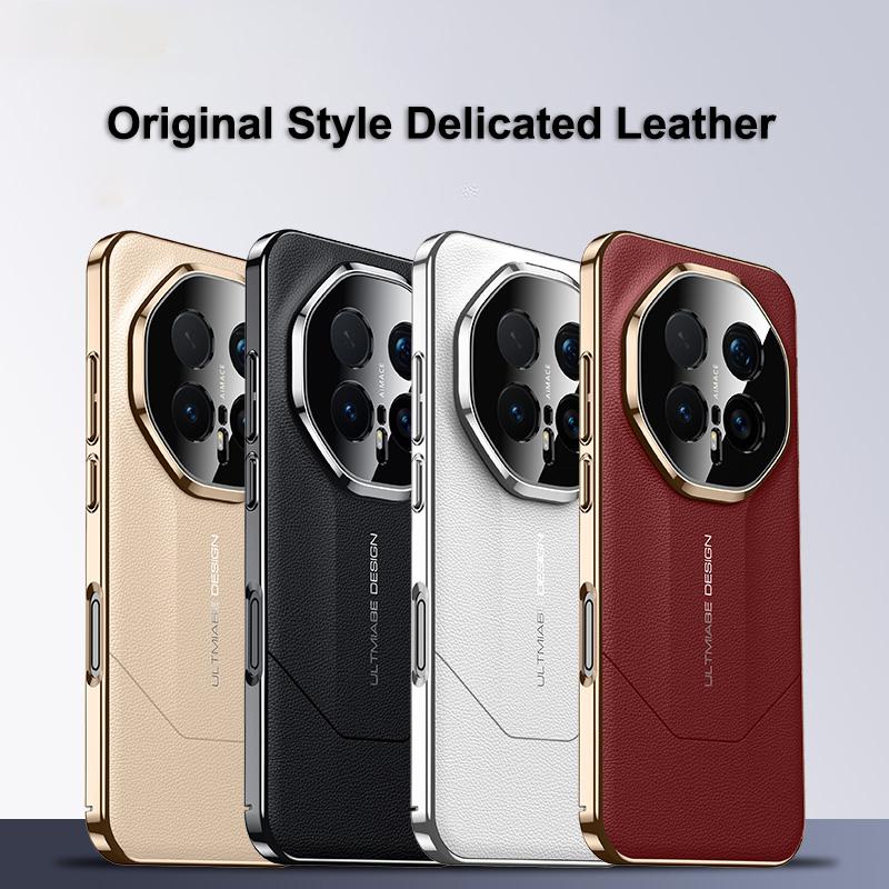 For Honor Magic 8 and Magic 8 Pro Case Ultimate Design Rigid Lens Shield Protection Imported Vegan Leather Plating PC Hard Case