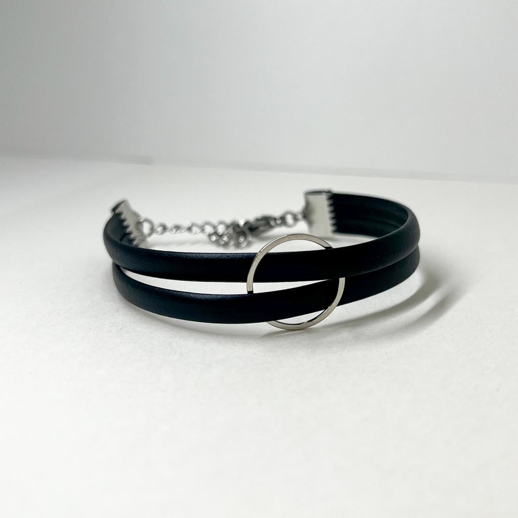 Glory_Arden Surgical Steel 2-Strand Cowhide Bracelet/Ghmb-296