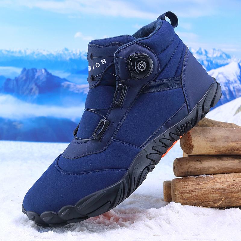 Five-finger outdoor high-top cotton shoes, men's and women's velvet warm boots, casual wear-resistant snow boots, winter thickened couple shoes
