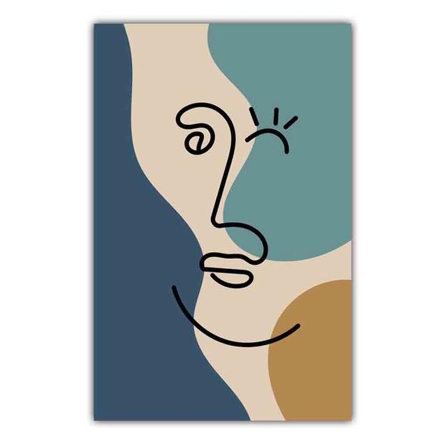 Abstract Matisse Minimalist Line Face Four Color Pattern Artwork Poster Canvas Painting Wall Art Pictures Room Home Decor