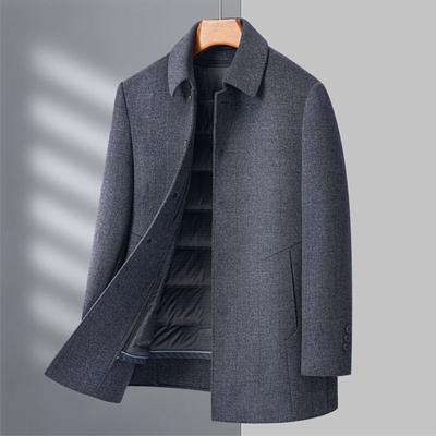 Nouveau Manteau en Laine Laine pour Hommes d'Âge Moyen, Business et Décontracté, Automne et Hiver, Couleur Unie Chaud Haut de Gamme Papa Top