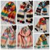 Hairball Rainbow Striped Scarf Tassel Mohair Long Shawl Elegant Winter Cashmere Scarves  Women/Men