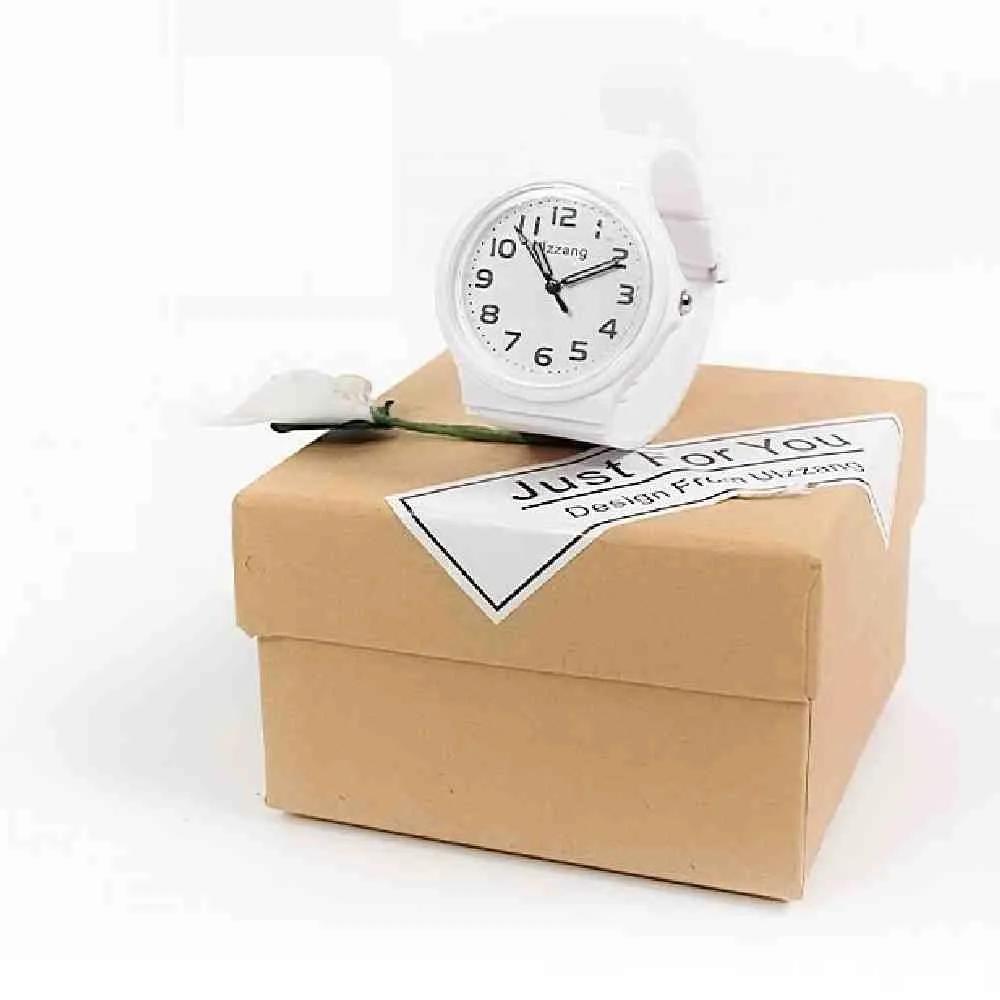Onmall silent wristwatch silent watch analog watch exam watch student watch CSAT Watch-White
