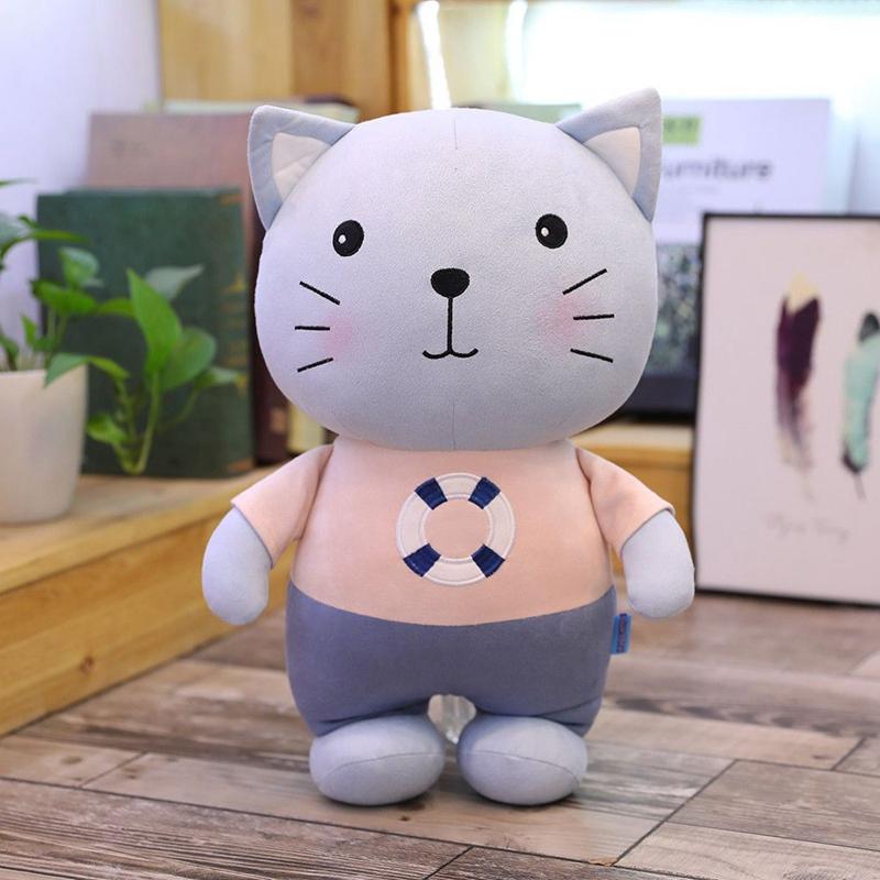 Creatieve Leuke En Schattige Kat En Muis Pluche Speelgoed Zoete Bureau Ornamenten Kleine Muis Met Groot Gezicht Kat Poppen Verjaardag 28cm