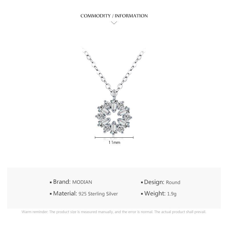 MODIAN Collier Pendentif Flocon de Neige Porte-Bonheur en Argent Sterling 925 pour Femmes Bijoux Fins Cadeaux de Noël pour Fille