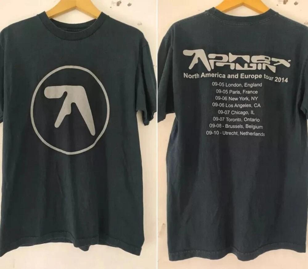 Aphex Twin Big Face T-shirt Basique Noir Double Face Imprimé Chemises Casual Manches Courtes Hommes et Femmes des Années 1990 Hauts T-shirts