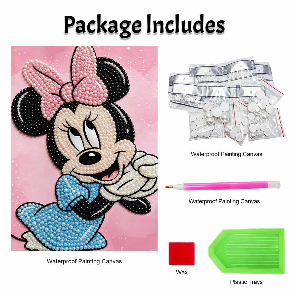 Disney Minnie pearl painting handmade diy pearl art painting simple living room hanging painting decoration