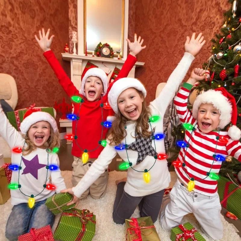 Weihnachts-LED-Licht 9 Lichter Leuchtende Halskette Bunte Laterne Blasenlicht Leuchtende Halskette Blinkende Halskette Hallowee Weihnachtsfeier Dekoration