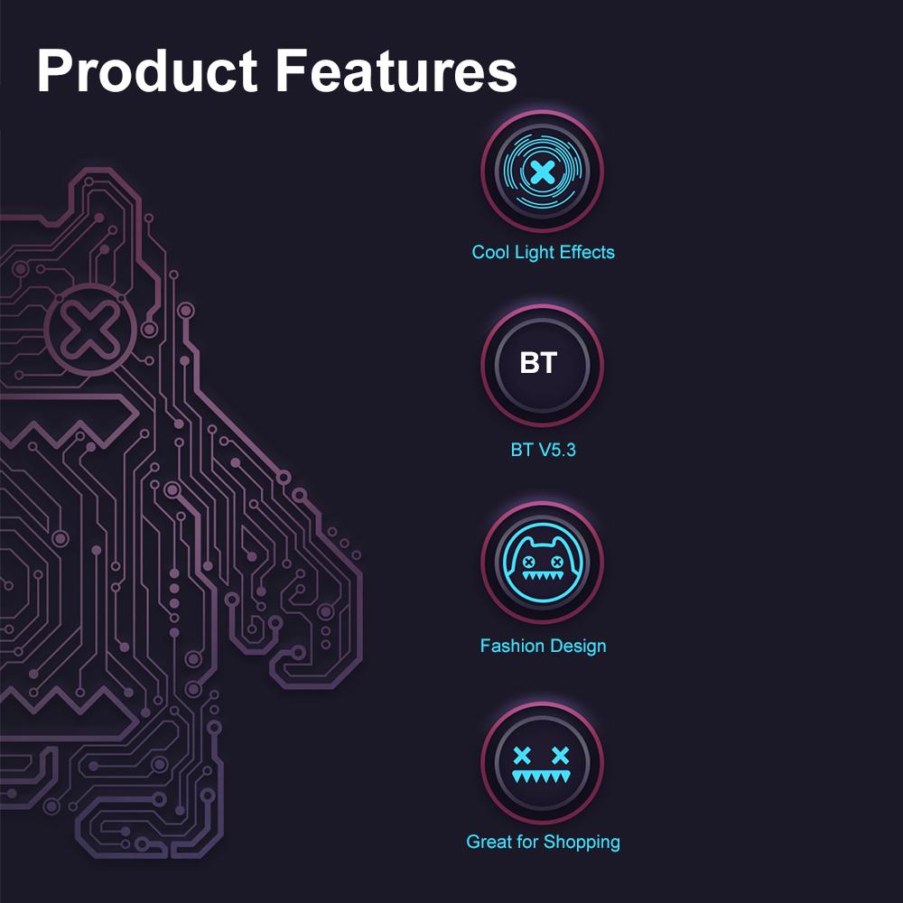 ZOMBIESCAT B2 Wireless Earbuds BT5.3 Earphone, Lightweight and Ergonomic Design, Low Latency Rechargeable Battery, Cool