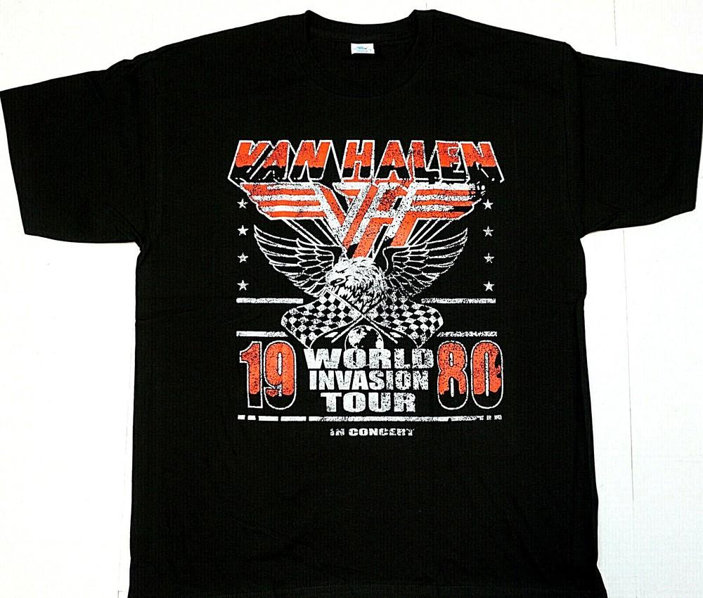 

VAN HALEN T-shirt 1980 World Invasion Tour Distressed Tee 100% Cotton Men s New Unisex T-Shirt XXXL