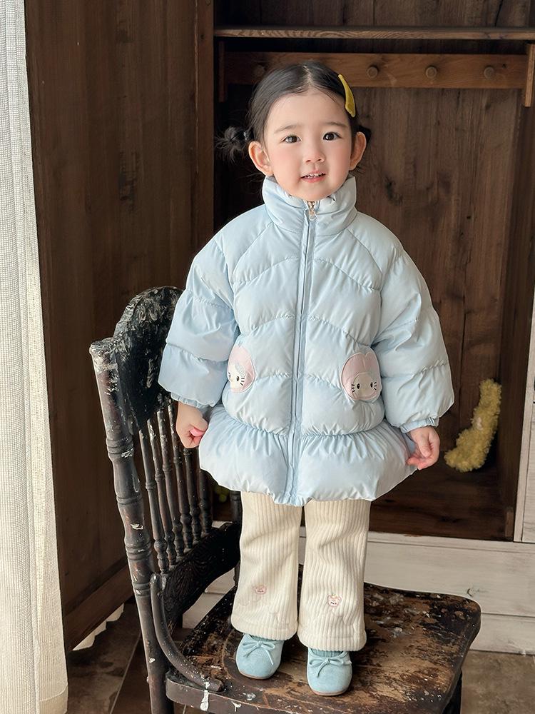 Girls  Hooded Down Jacket - Winter 2025 Collection, 90% White Duck Down 90 cm