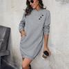 Neues Herbstkleid Langarm Gerade Einfarbig Pulloverrock