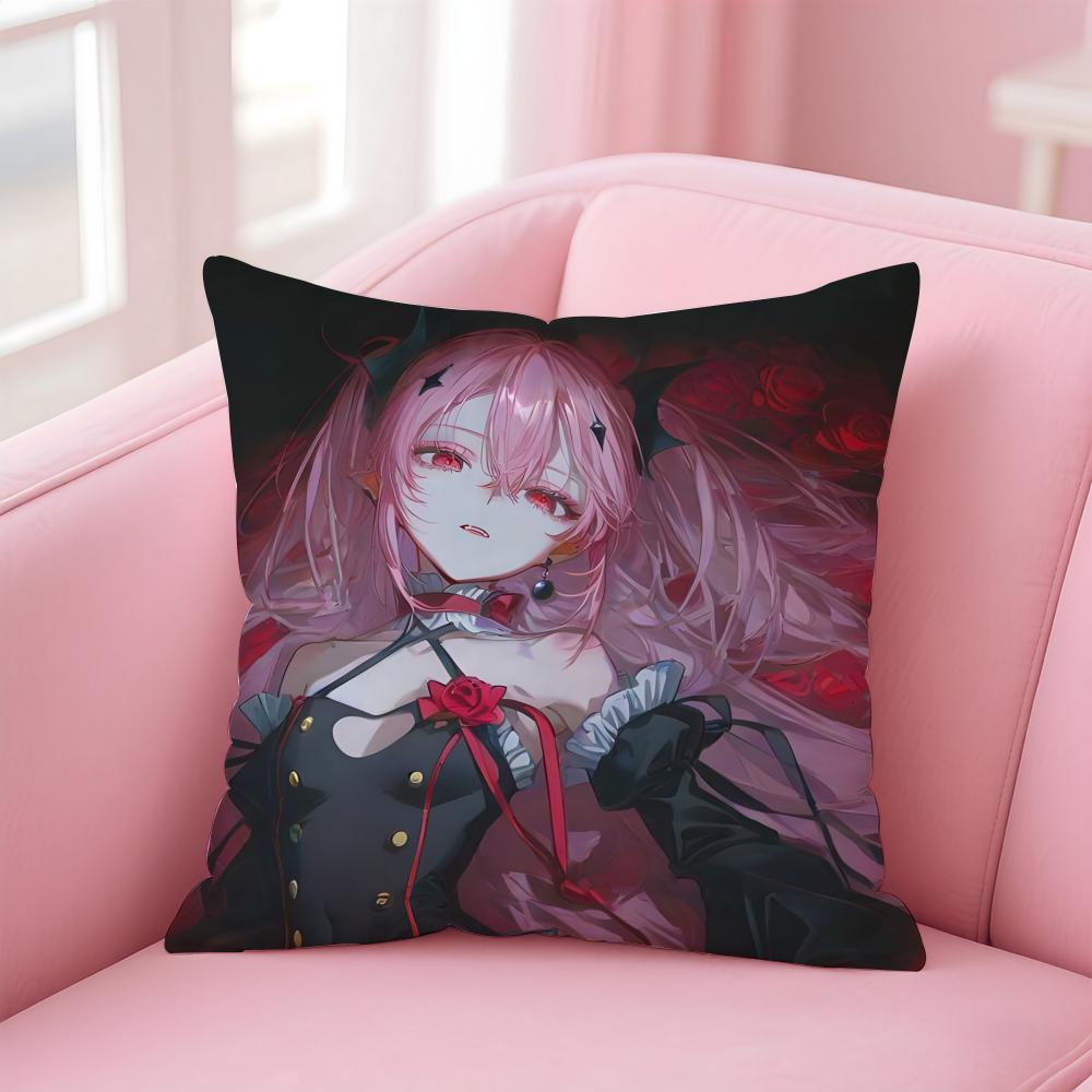 S-Seraph Of The Ends Cushion Cover Comfortable Reversible Pillow Cover Ideal For Car Sofa Bedroom & Beyond