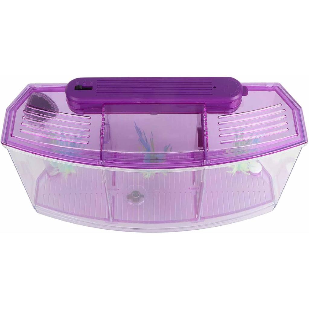 LIZEALUCKY Betta Fish Tank, Adjustable LED Light Acrylic Aquarium with Water Change Valve, Small Fish Tank Starter Kit for Office Home Room Decor