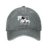 Horse Family Print Denim Baseball Cap Adjustable Washed Cotton Dad Hat Casual