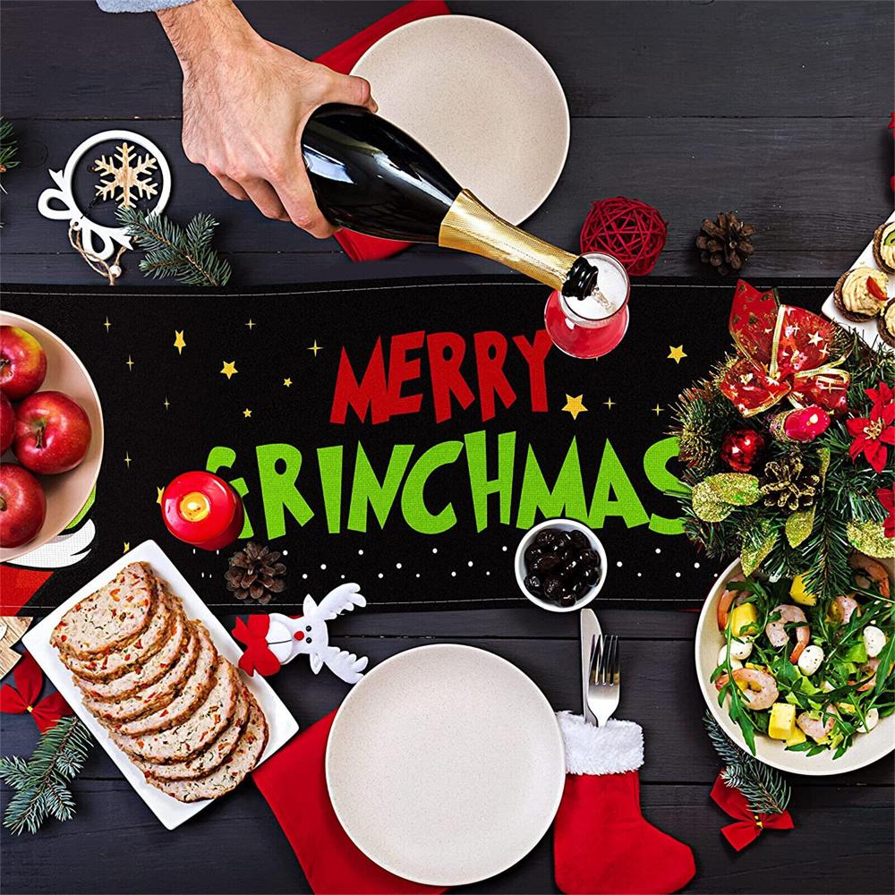 Grinch Christmas Table Runner Merry Xmas Duk julepynt