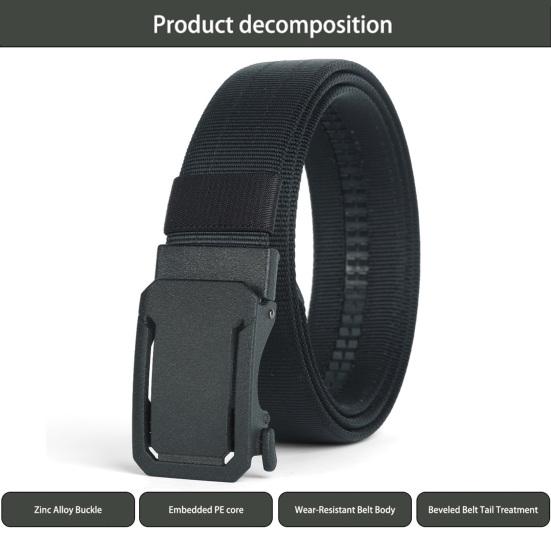 Versatile Ratchet Belt with Adjustable Security Buckle Double-Layer Reinforced Nylon Webbing Reinforced Men Belt